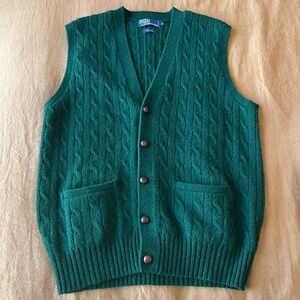 Vintage Polo Ralph Lauren 100% wool cable knit vest